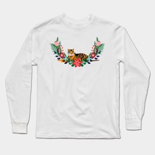 Tiger and flowers Long Sleeve T-Shirt